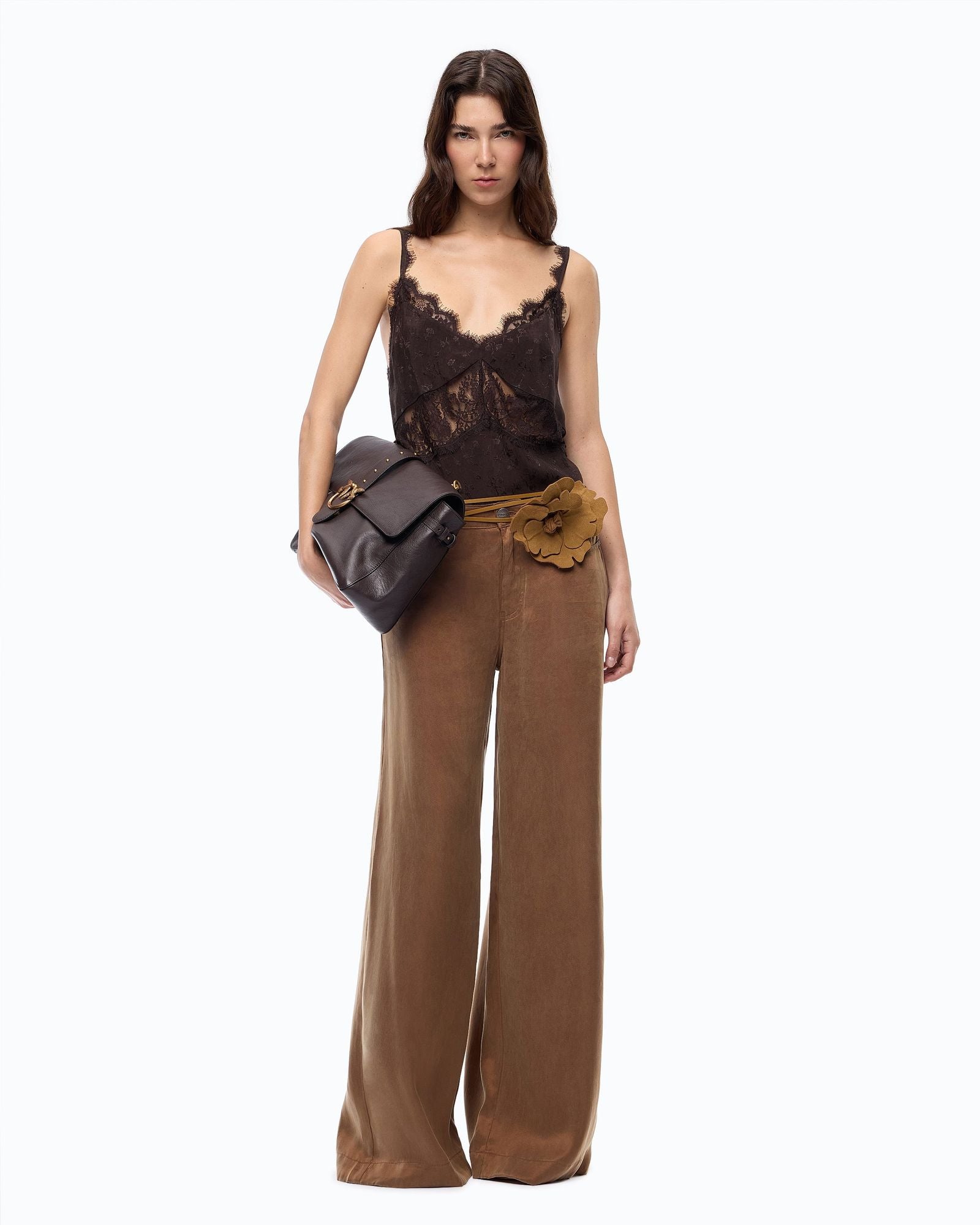 Pantalone palazzo in twill mano pesca - Pinko 107170A3F8 M10 PINKO 