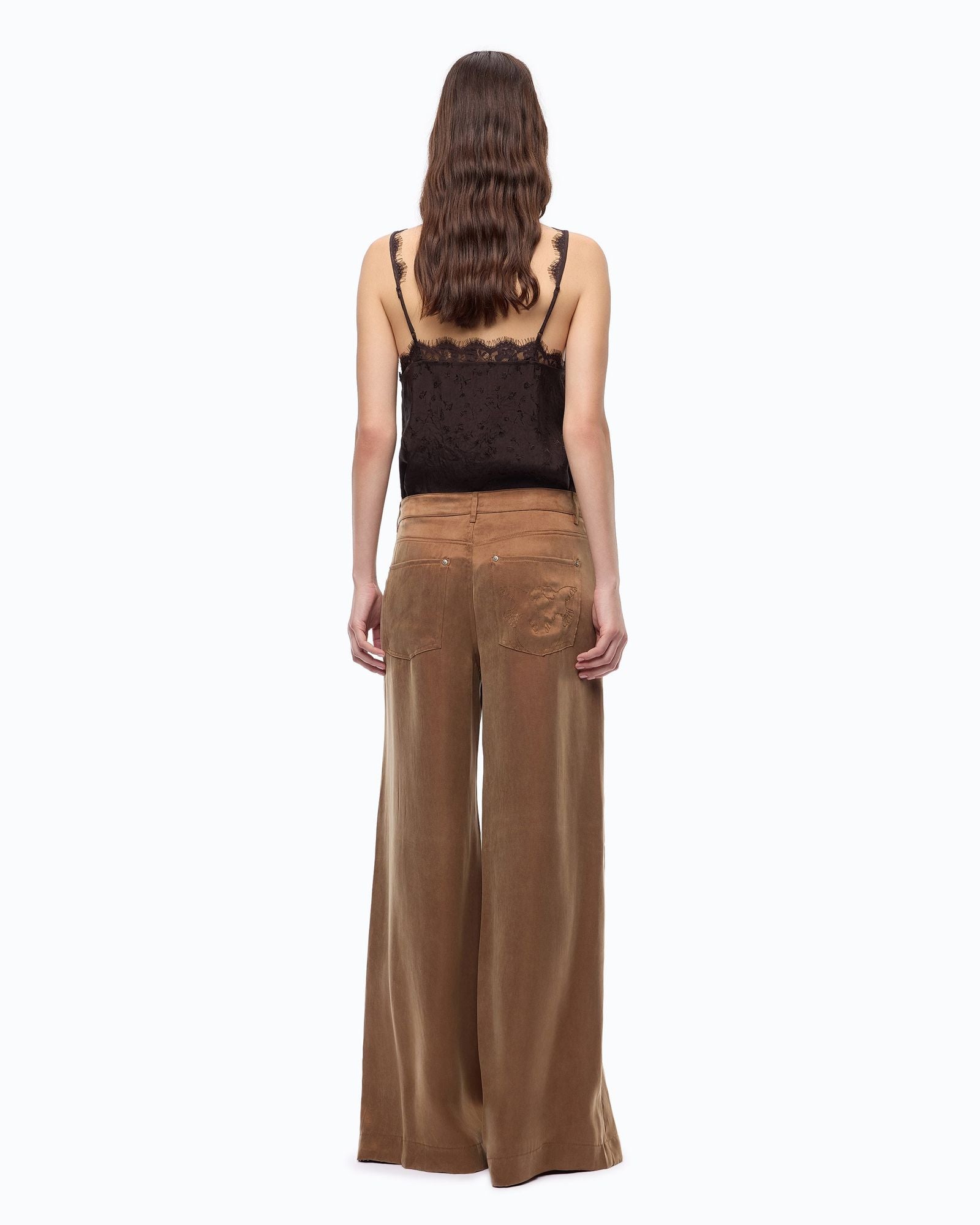 Pantalone palazzo in twill mano pesca - Pinko 107170A3F8 M10 PINKO 