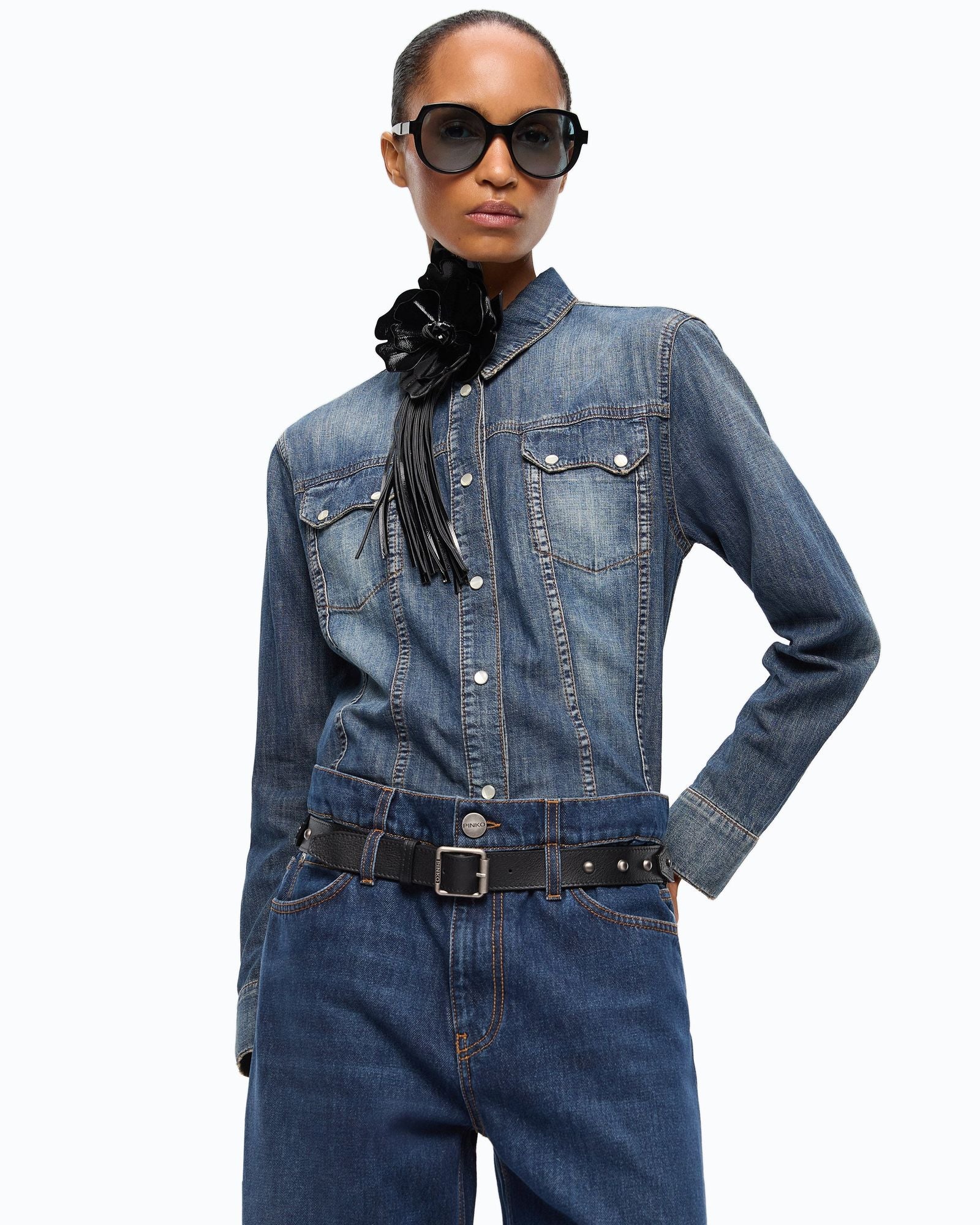Camicia in denim con scoloriture - Pinko 107290A3HZ PJC PINKO 