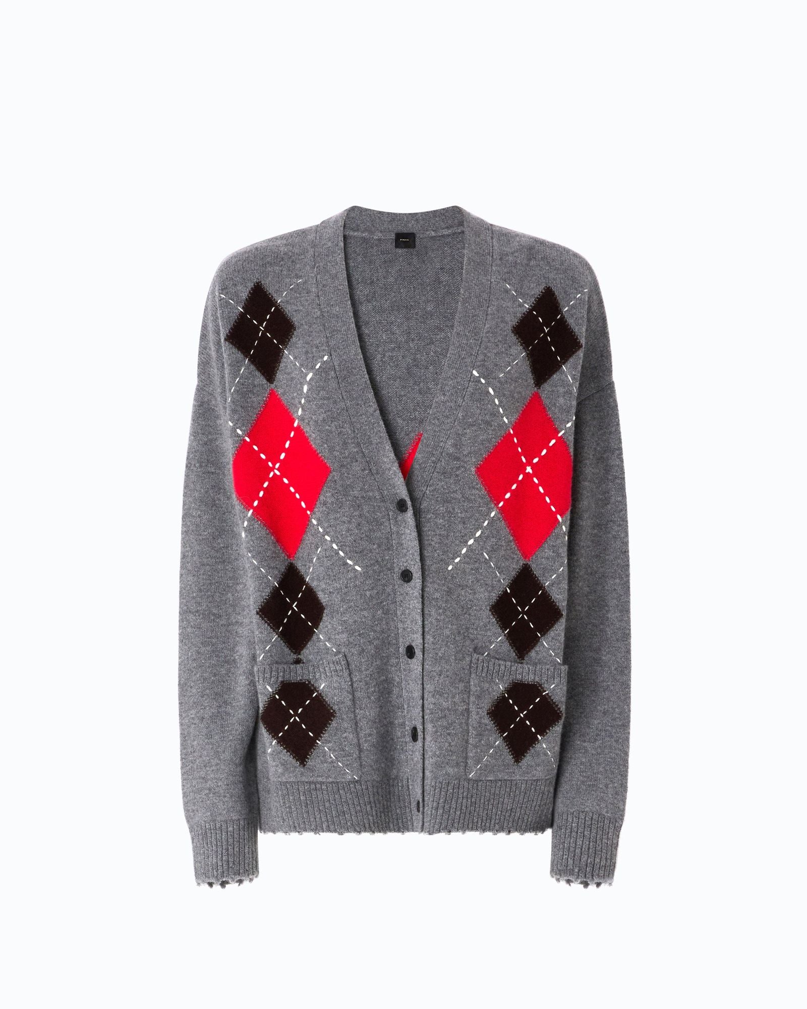 Cardigan in cashmere e lana a rombi - Pinko 107291A3IE IL1 PINKO 