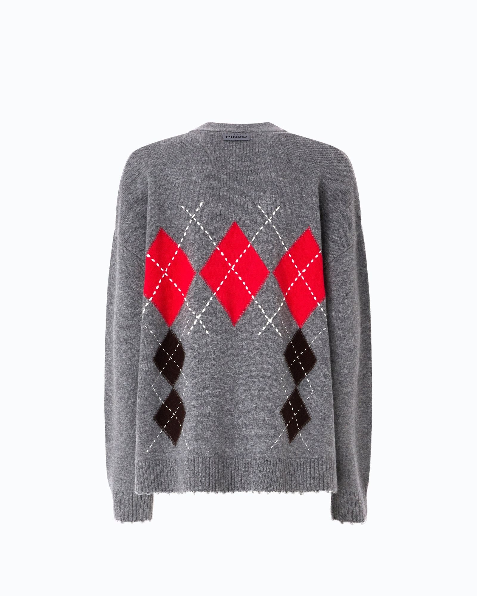 Cardigan in cashmere e lana a rombi - Pinko 107291A3IE IL1 PINKO 
