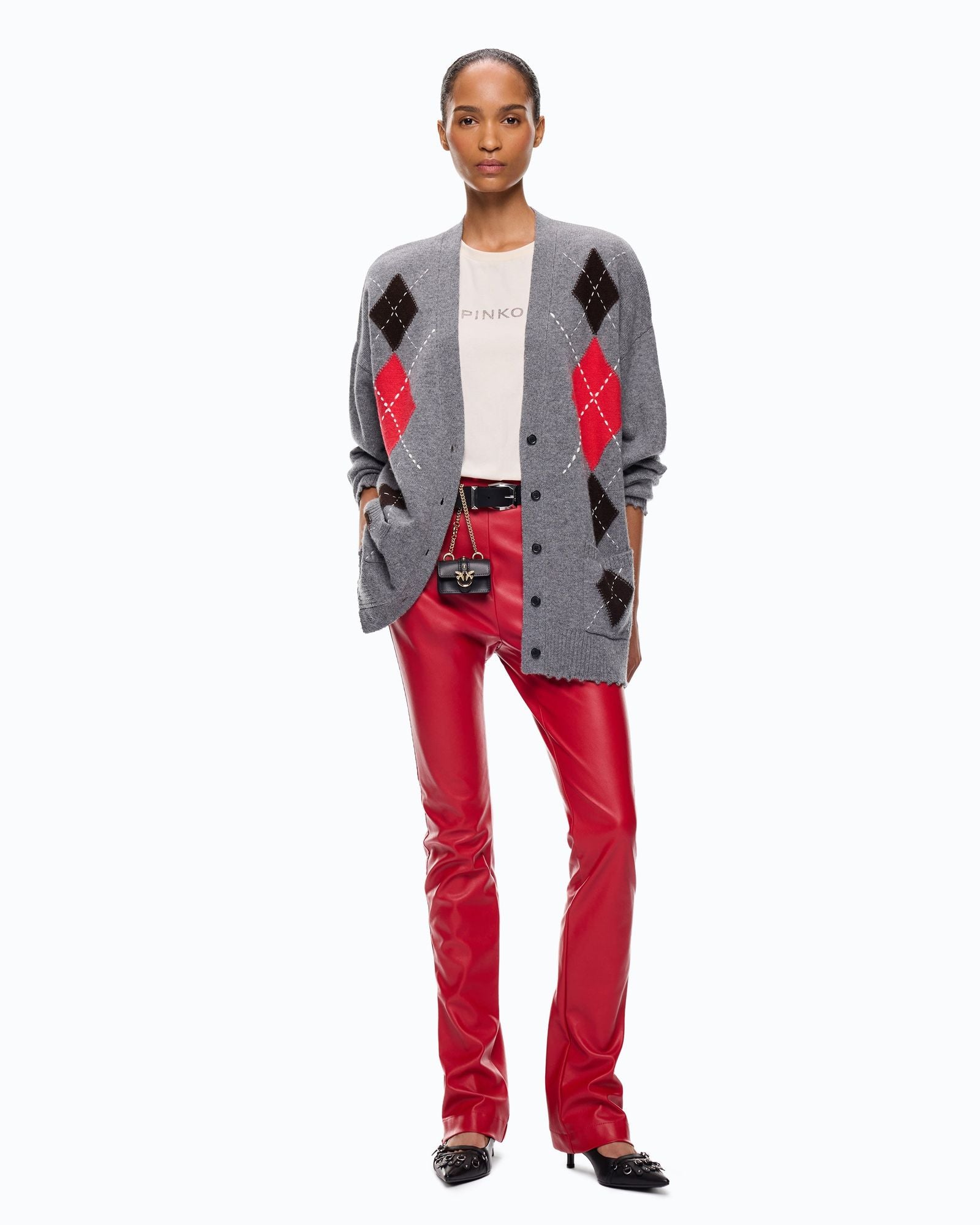 Cardigan in cashmere e lana a rombi - Pinko 107291A3IE IL1 PINKO 
