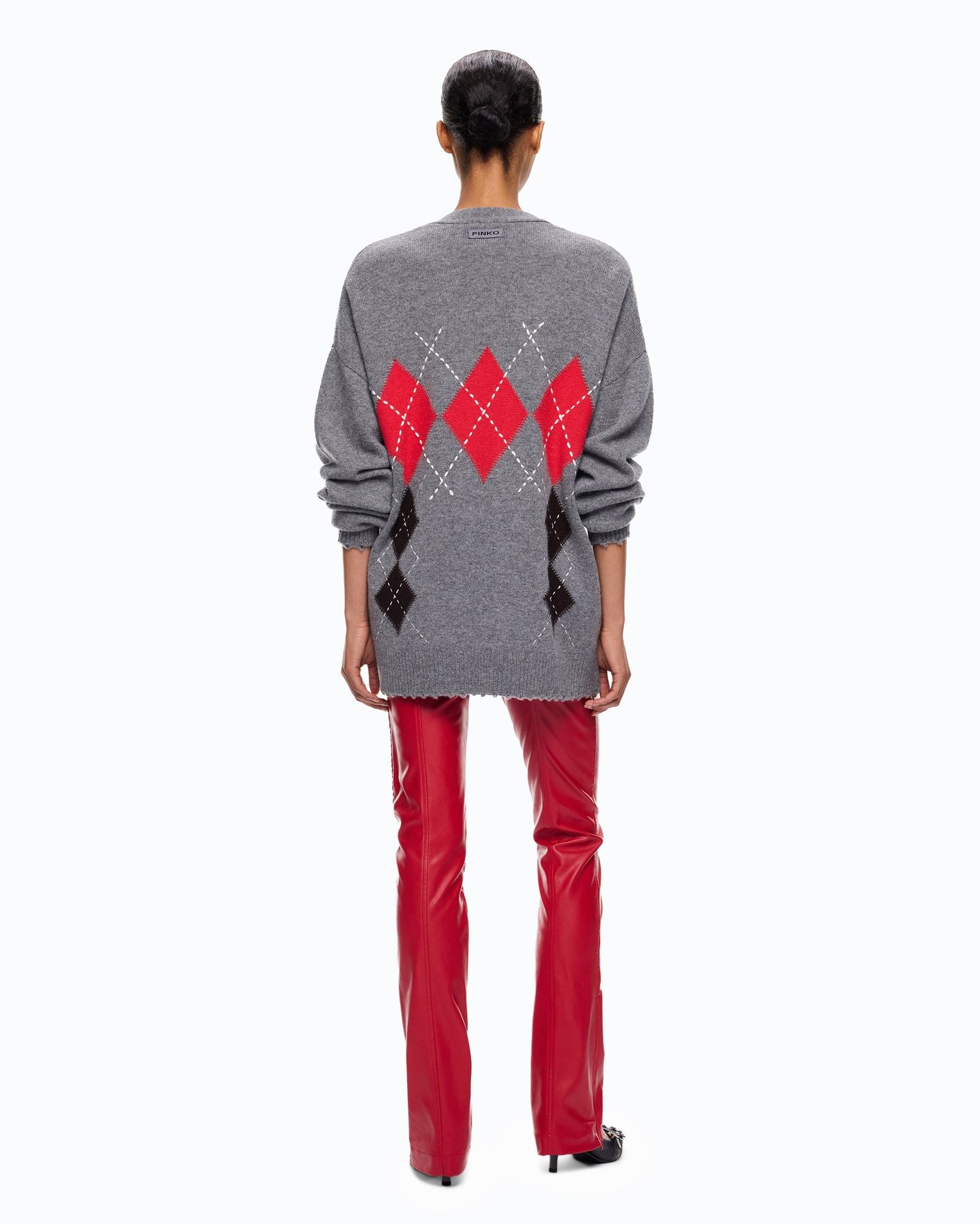 Cardigan in cashmere e lana a rombi - Pinko 107291A3IE IL1 PINKO 