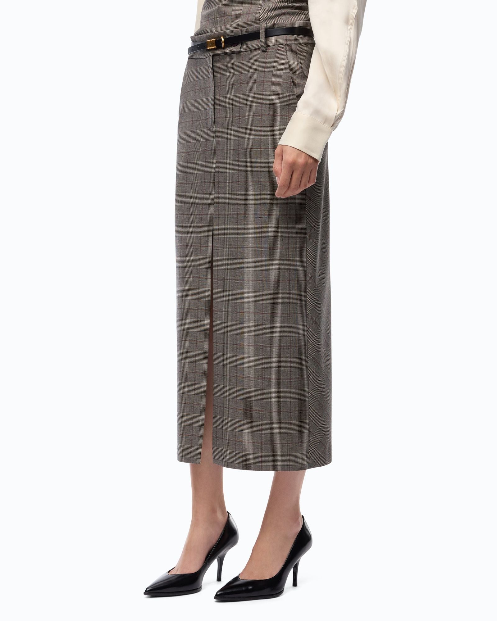 Gonna longuette in lana check - Pinko 107448A3FF CYZ PINKO 