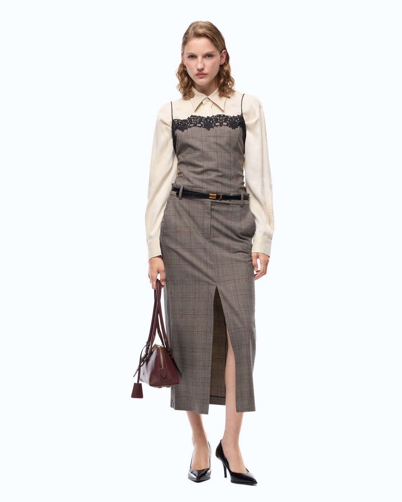 Gonna longuette in lana check - Pinko 107448A3FF CYZ PINKO 