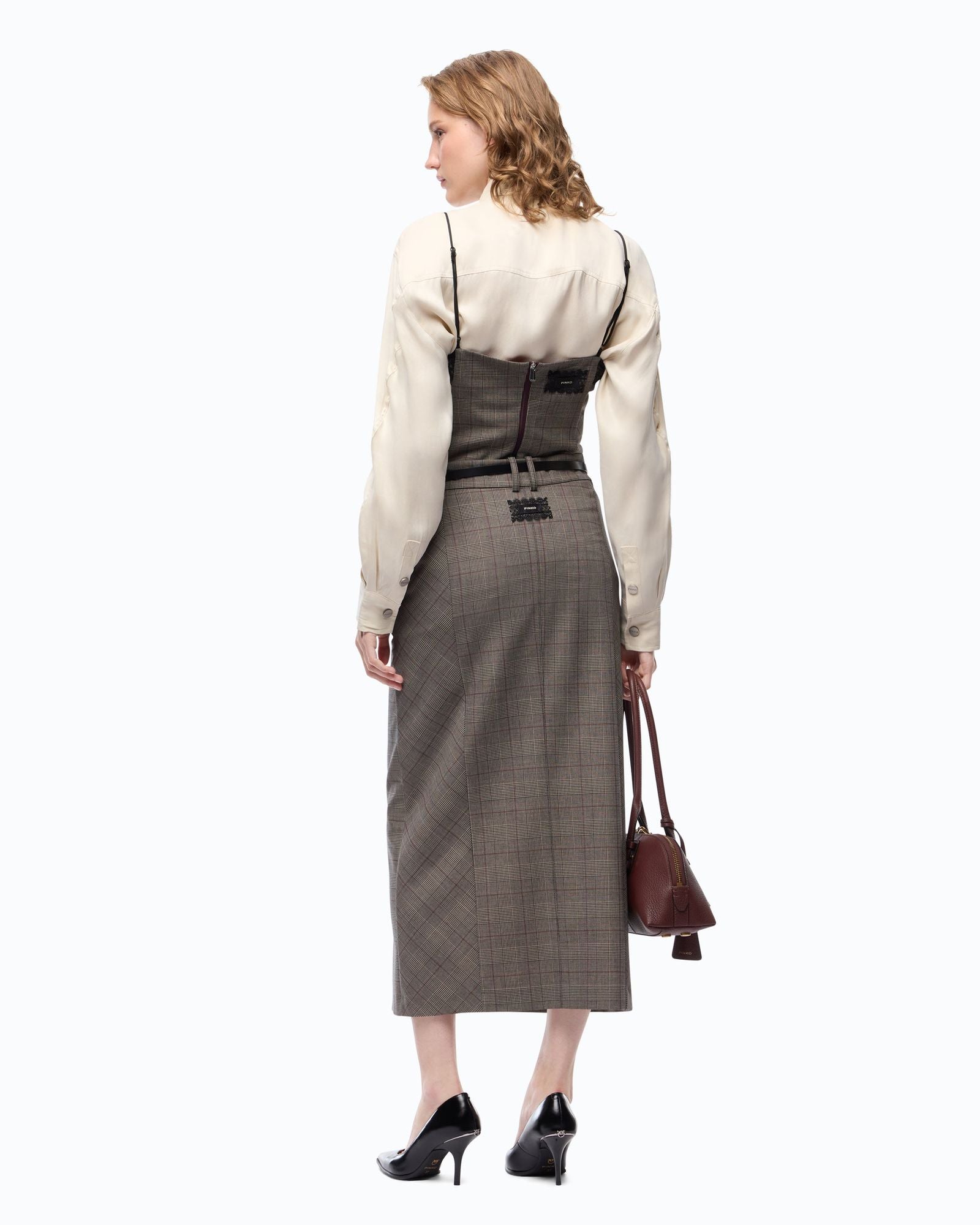 Gonna longuette in lana check - Pinko 107448A3FF CYZ PINKO 