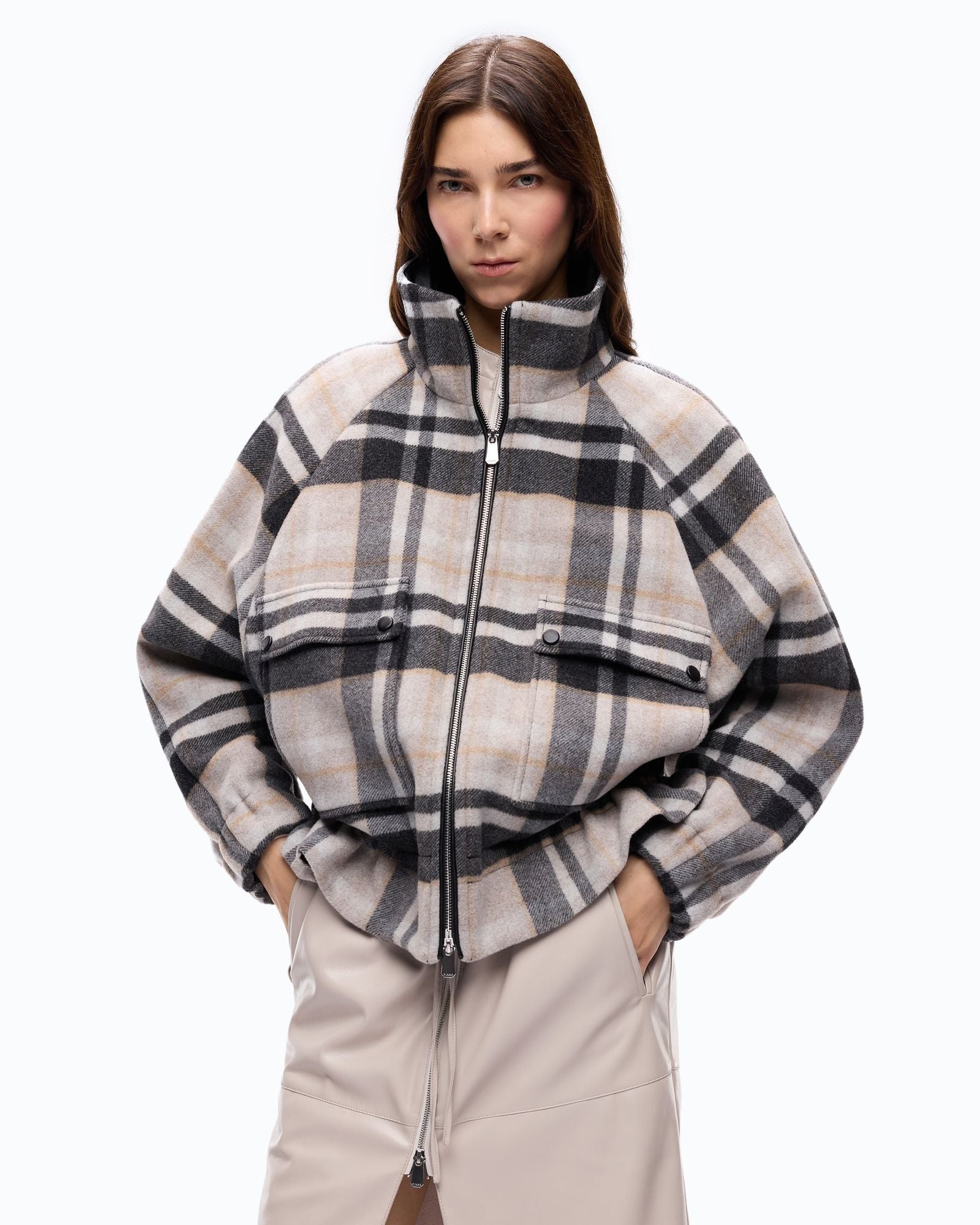 Caban con zip e fantasia check - Pinko 107523A3FW IC9 PINKO 