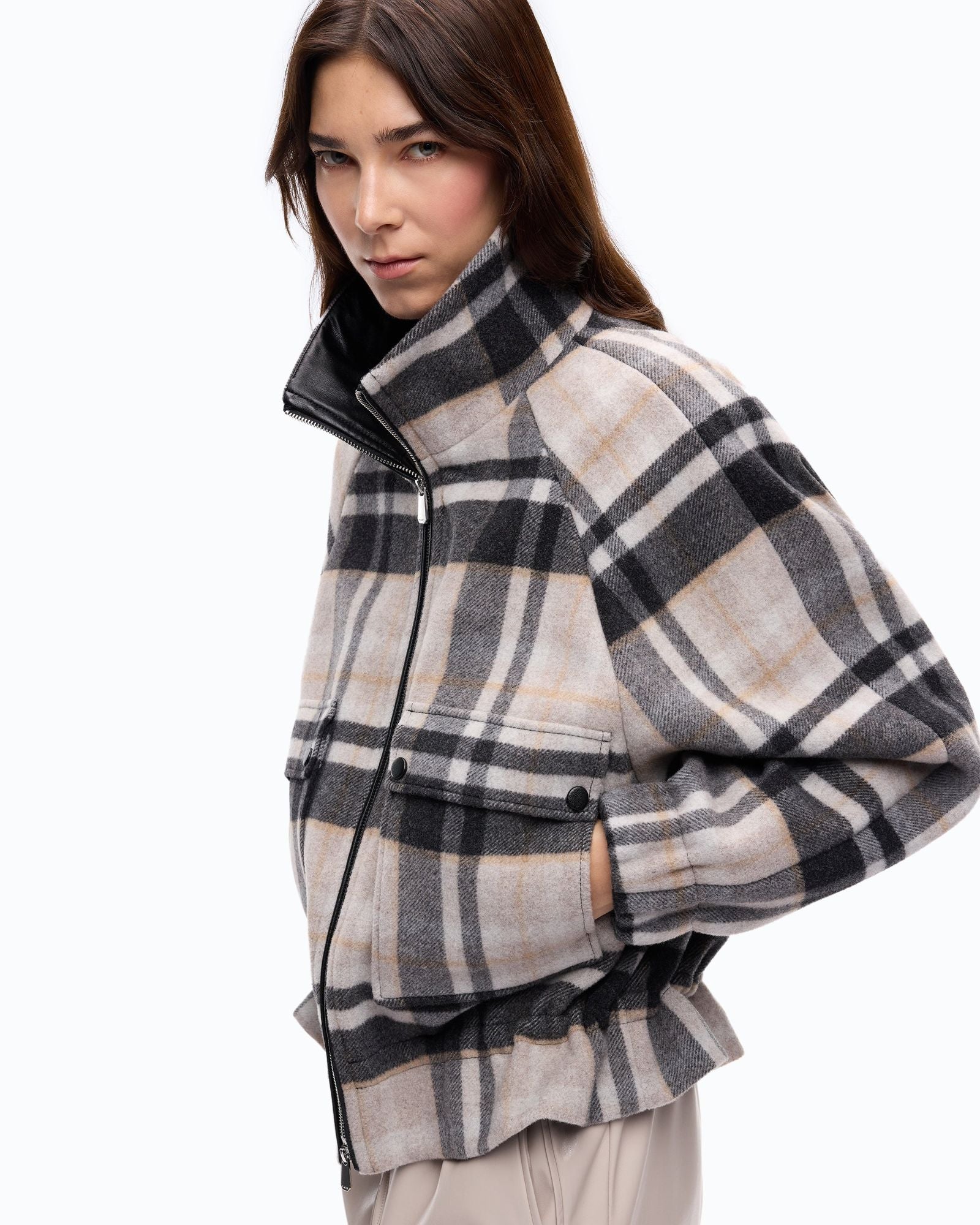 Caban con zip e fantasia check - Pinko 107523A3FW IC9 PINKO 