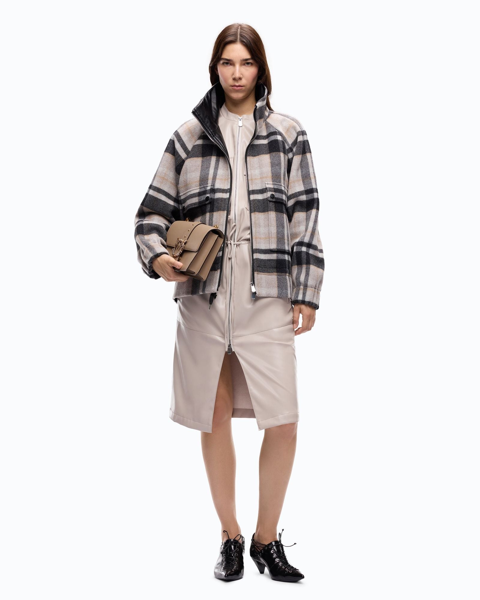 Caban con zip e fantasia check - Pinko 107523A3FW IC9 PINKO 