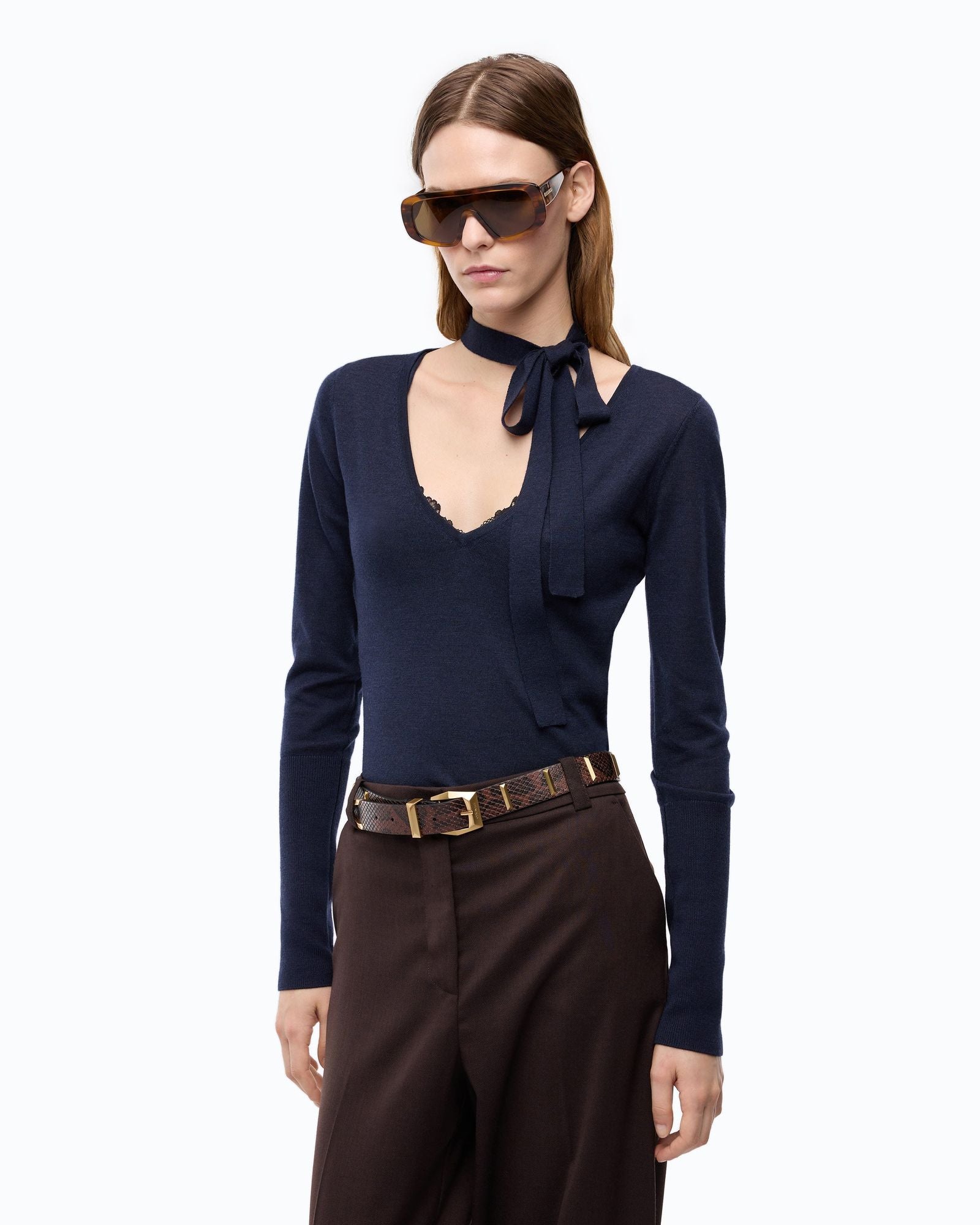 Maglia in lana con pizzo e fusciacca - Pinko 107775A3O1 G03 PINKO 