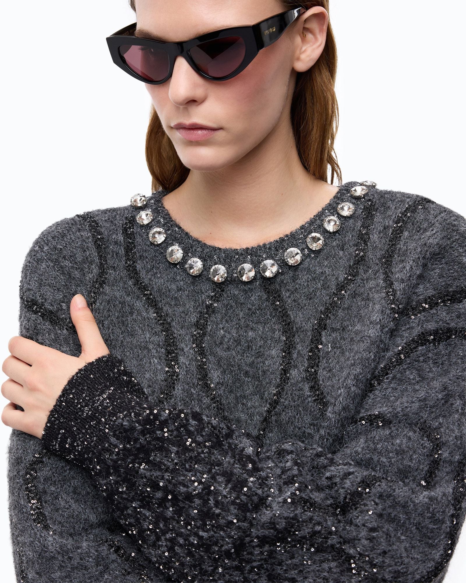 Maglione collo gioiello e paillettes - Pinko 107855A3OZ IZK PINKO 