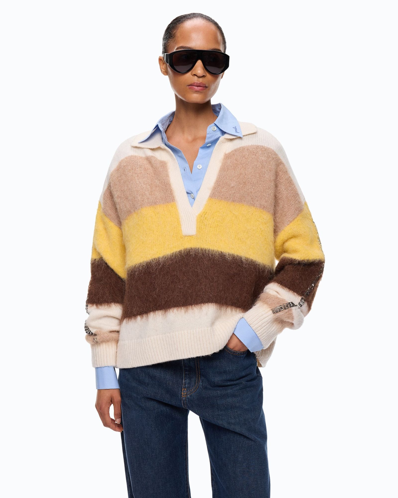 Polo in misto alpaca a righe - Pinko 107860A3P0 ZLF PINKO 