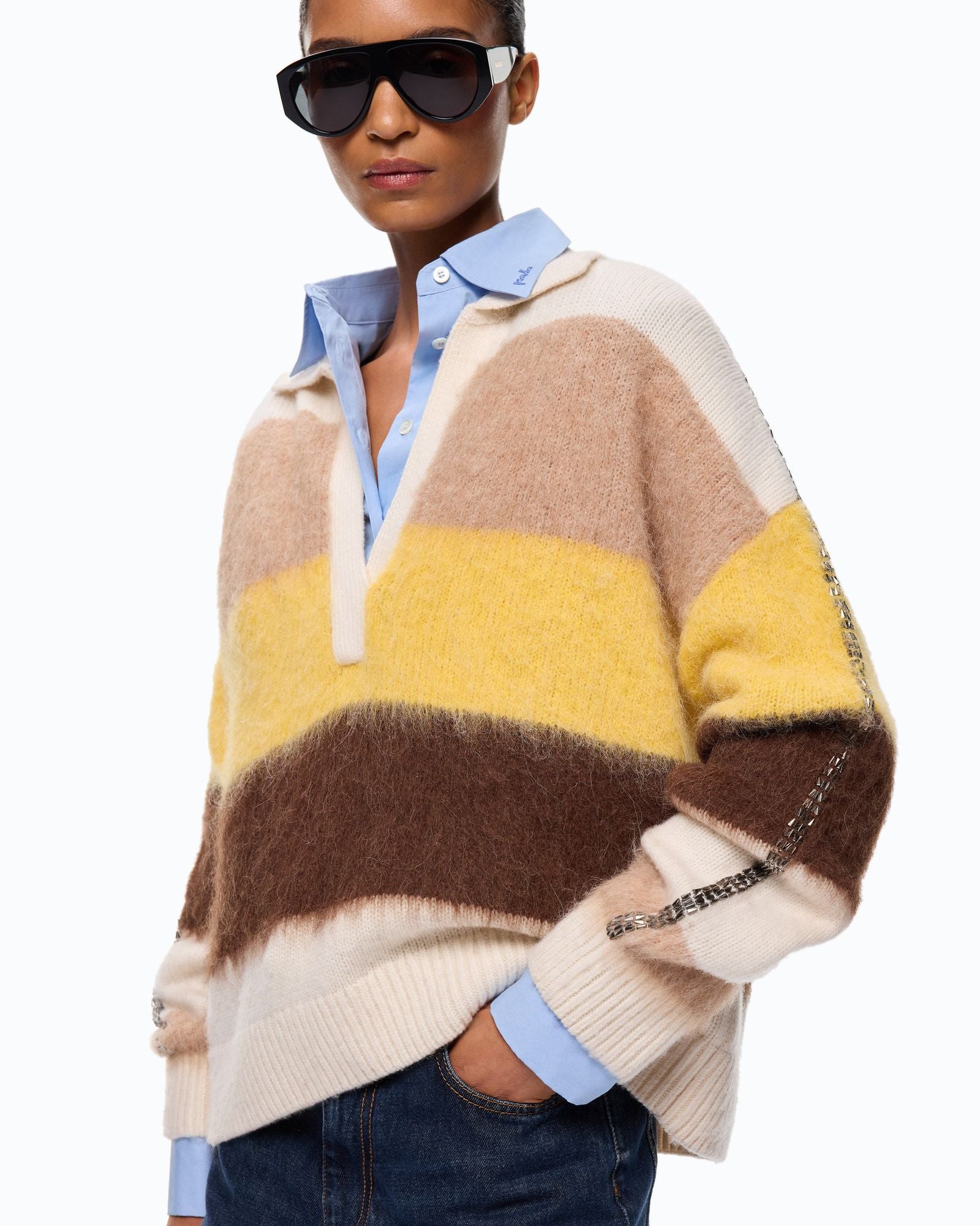 Polo in misto alpaca a righe - Pinko 107860A3P0 ZLF PINKO 