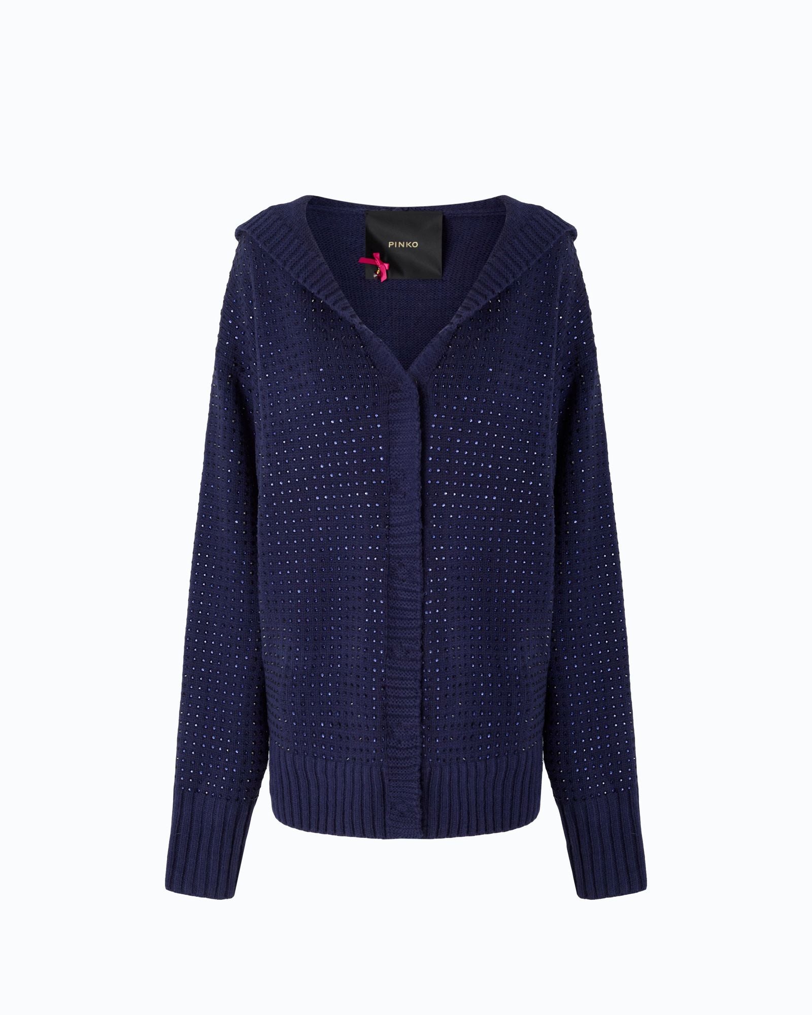 Cardigan con cappuccio e full strass - Pinko 107867A3P3 F92 PINKO 