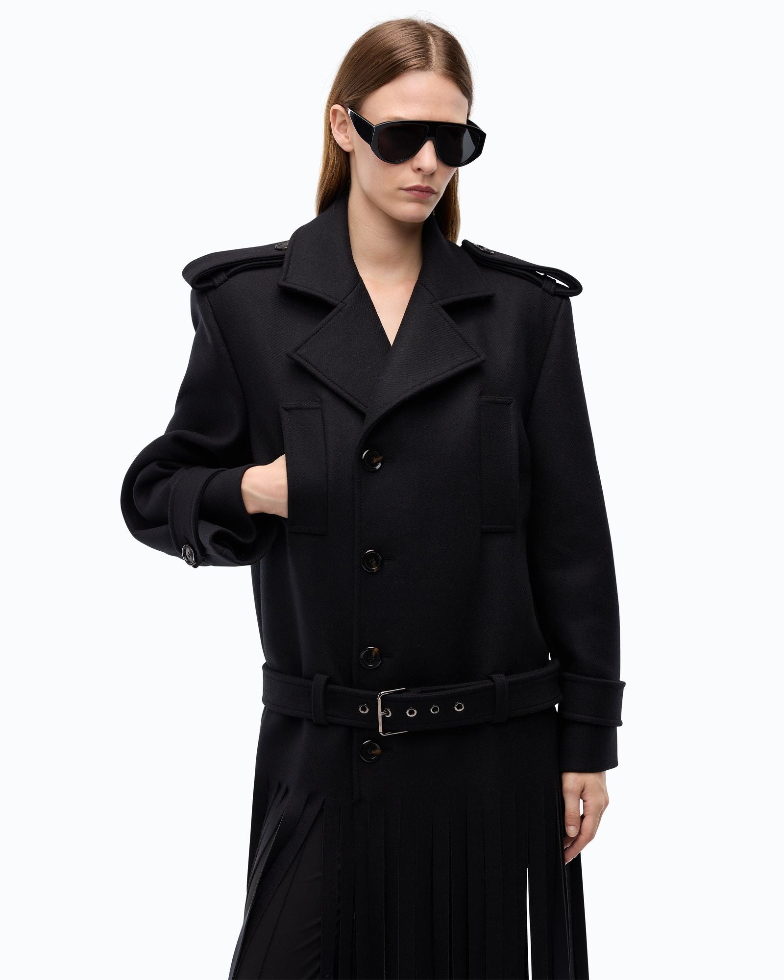 Cappotto in panno con frange - Pinko 107869A3LA Z99 PINKO 