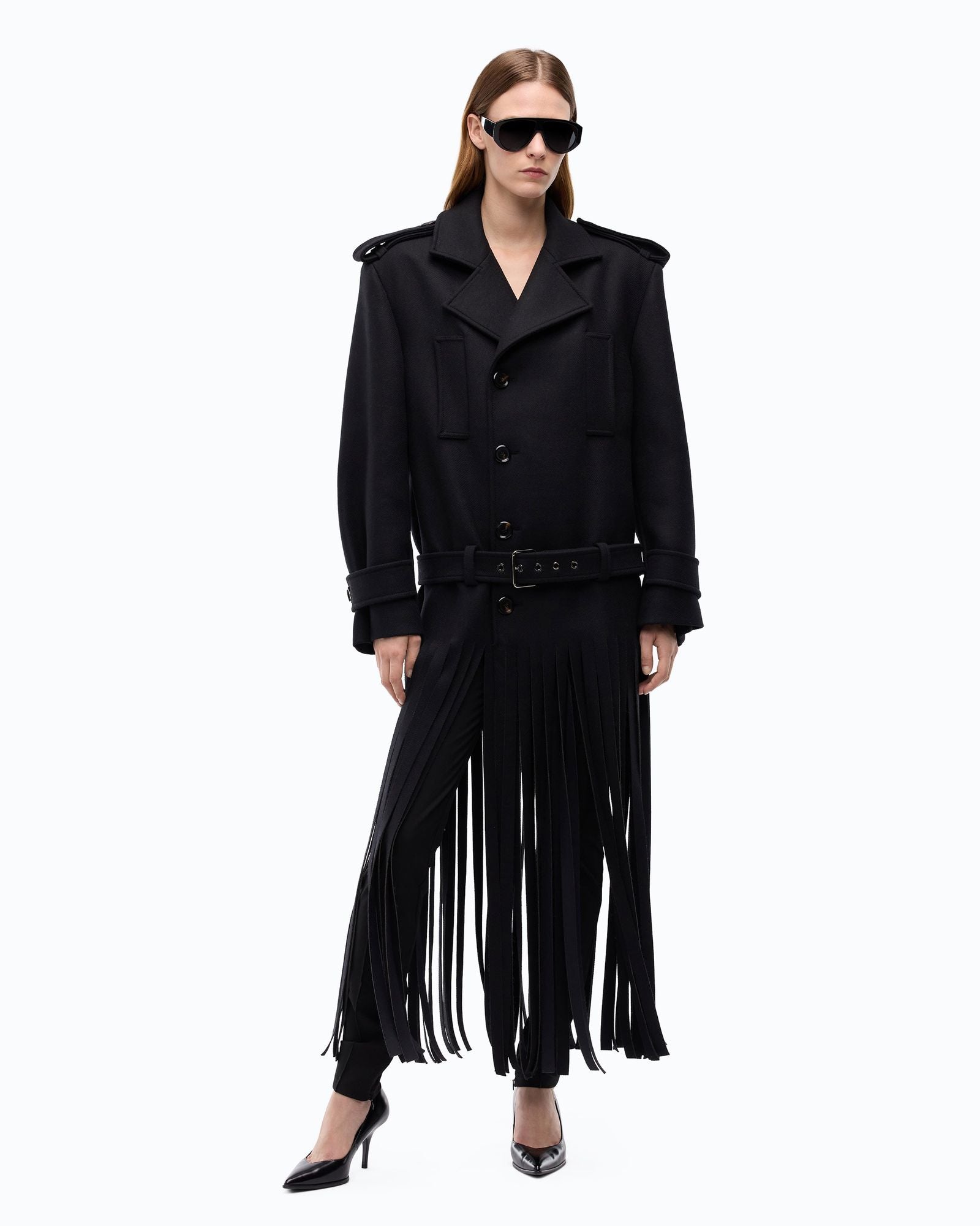 Cappotto in panno con frange - Pinko 107869A3LA Z99 PINKO 