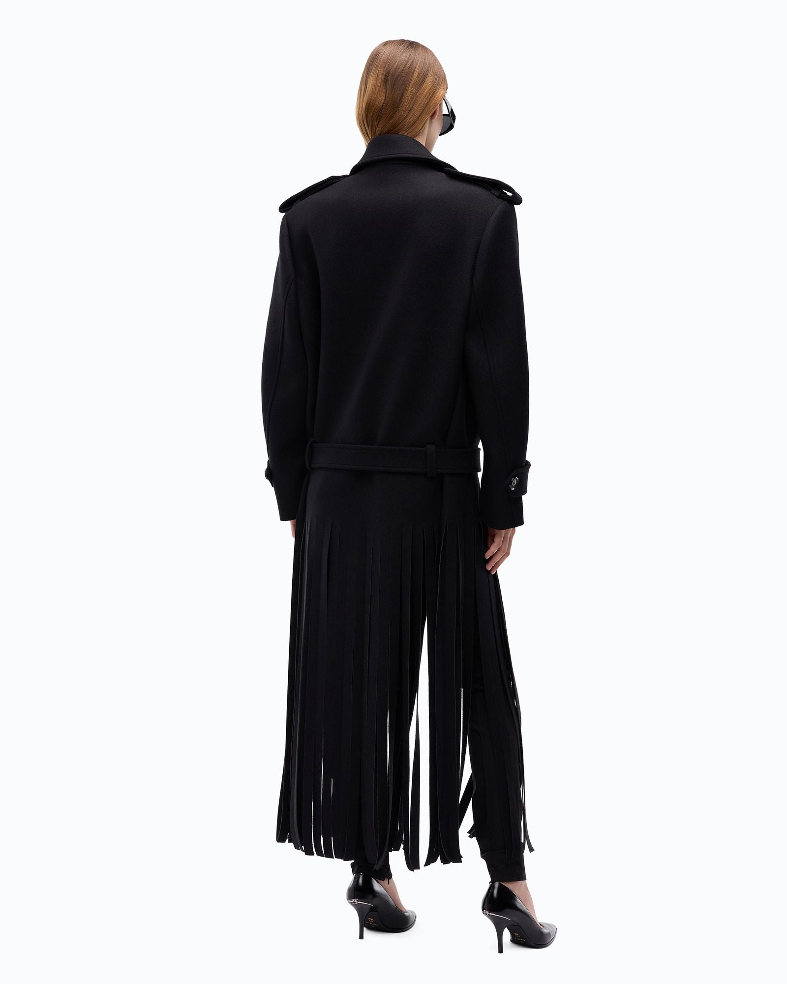 Cappotto in panno con frange - Pinko 107869A3LA Z99 PINKO 
