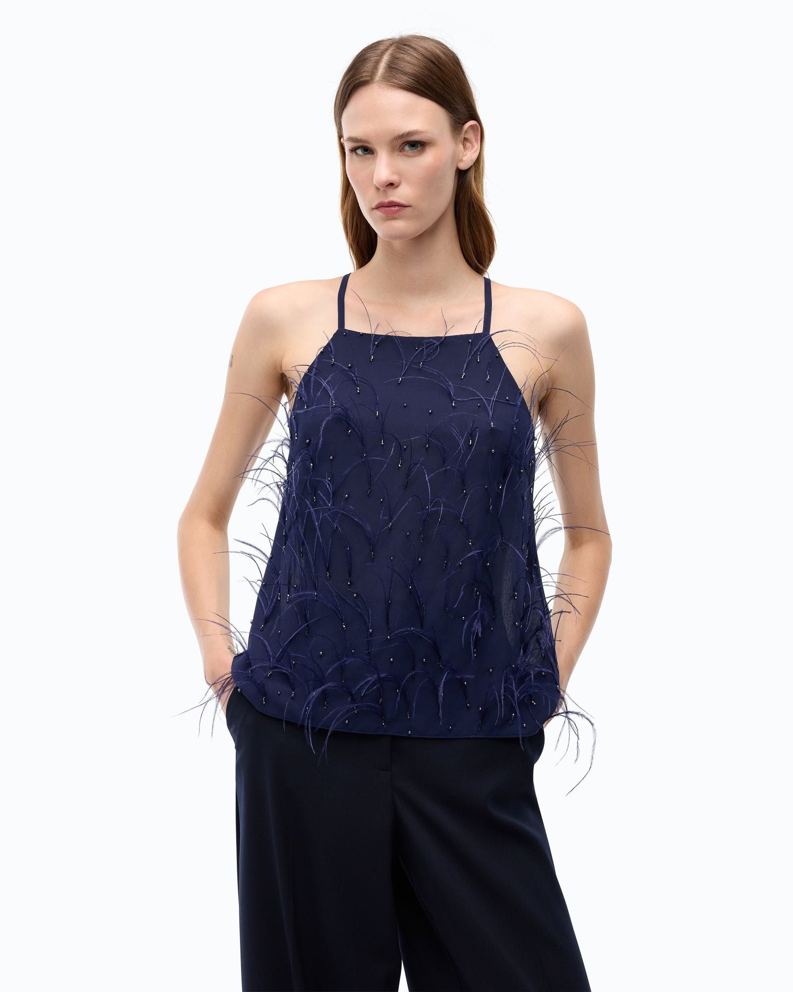 Top fluido con piume - Pinko 107906A2SP F92 PINKO 