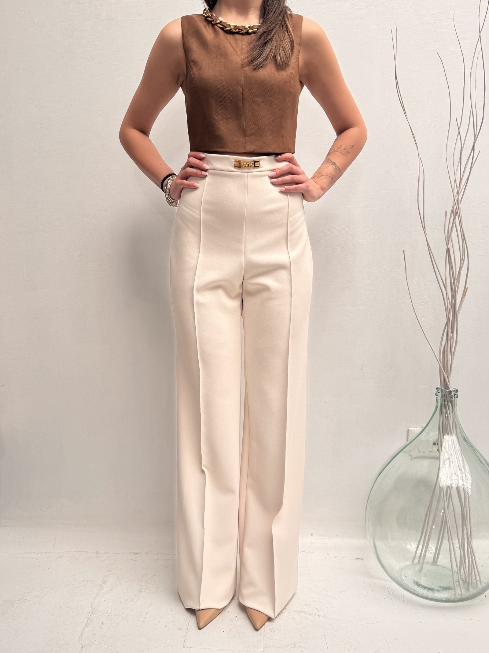 Pantalone con charms - Elisabetta Franchi PA01221E2 193 ELISABETTA FRANCHI 