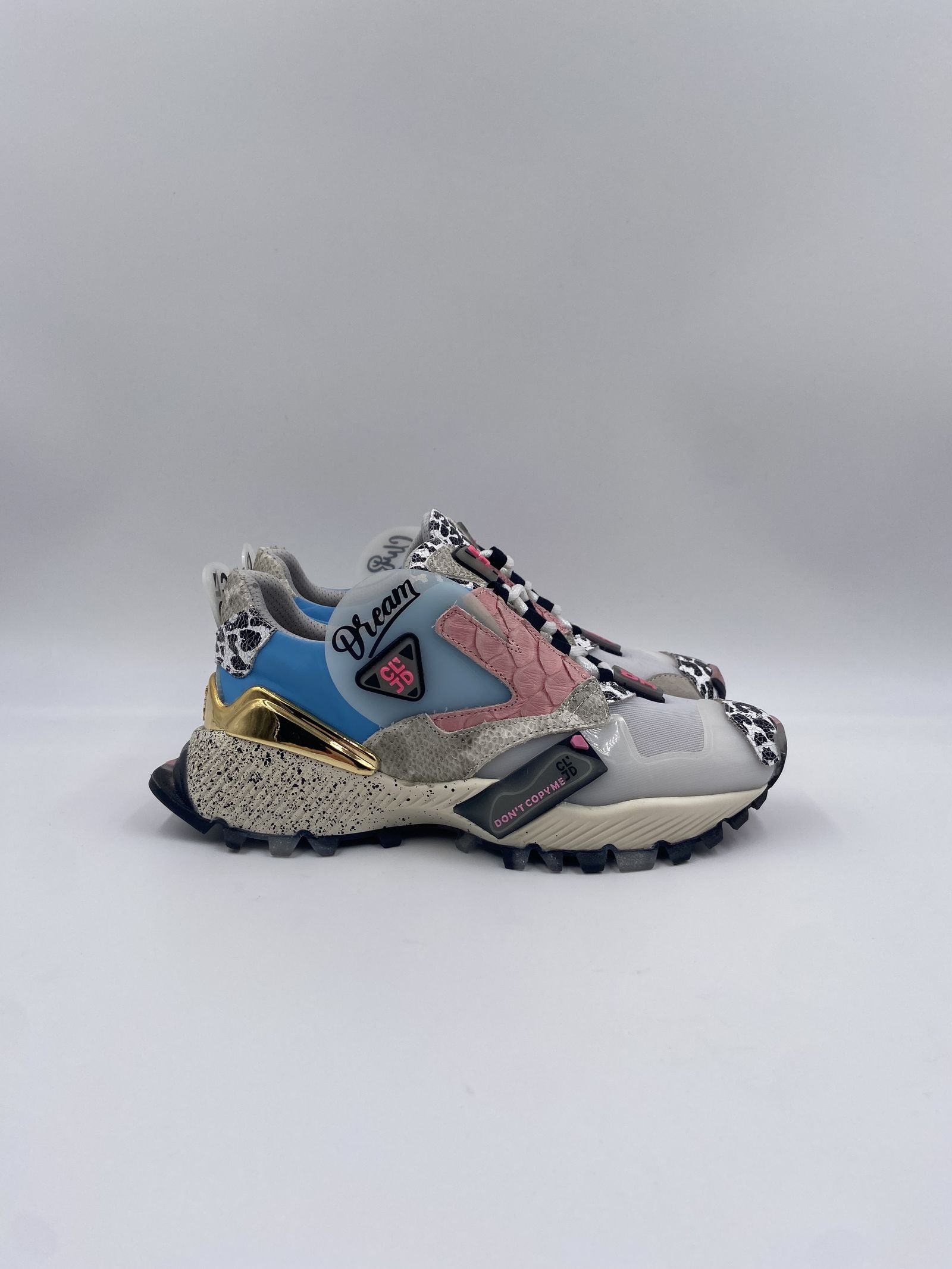 Sneakers rosa azzurro e oro 6F033 2013 CLJD 