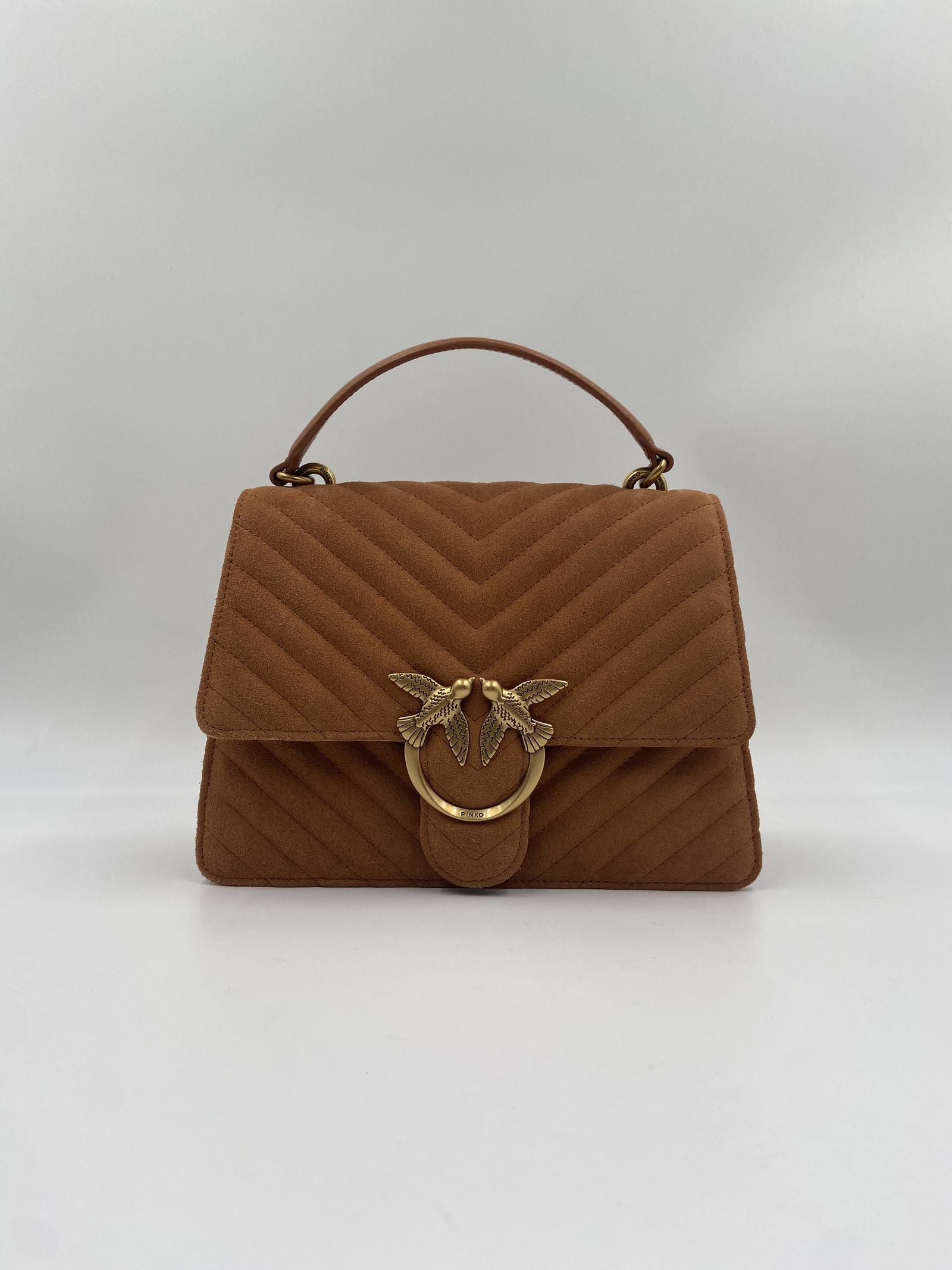 Borsa a tracolla motivo chevron scamosciato 100066-A0F6 L58Q PINKO 