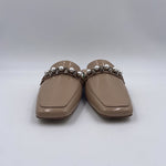 Sabot con perle e borchie 602 BEIGE CHIARINI 