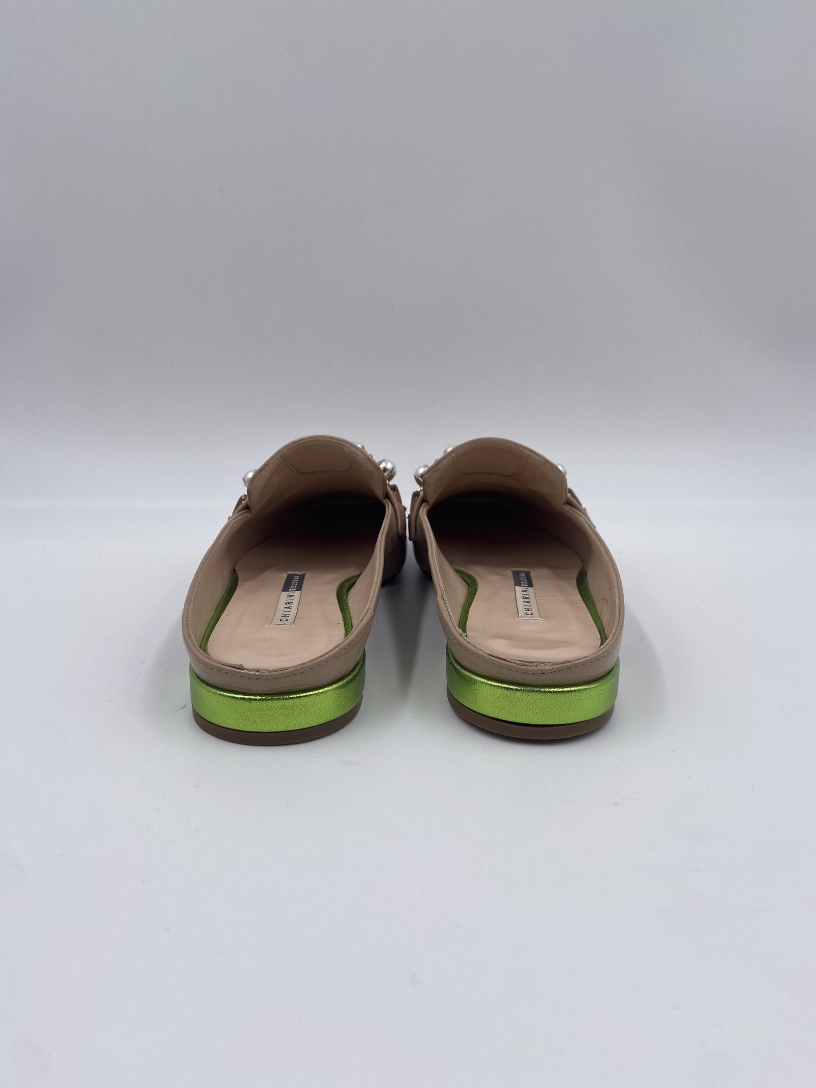 Sabot con perle e borchie 602 BEIGE CHIARINI 