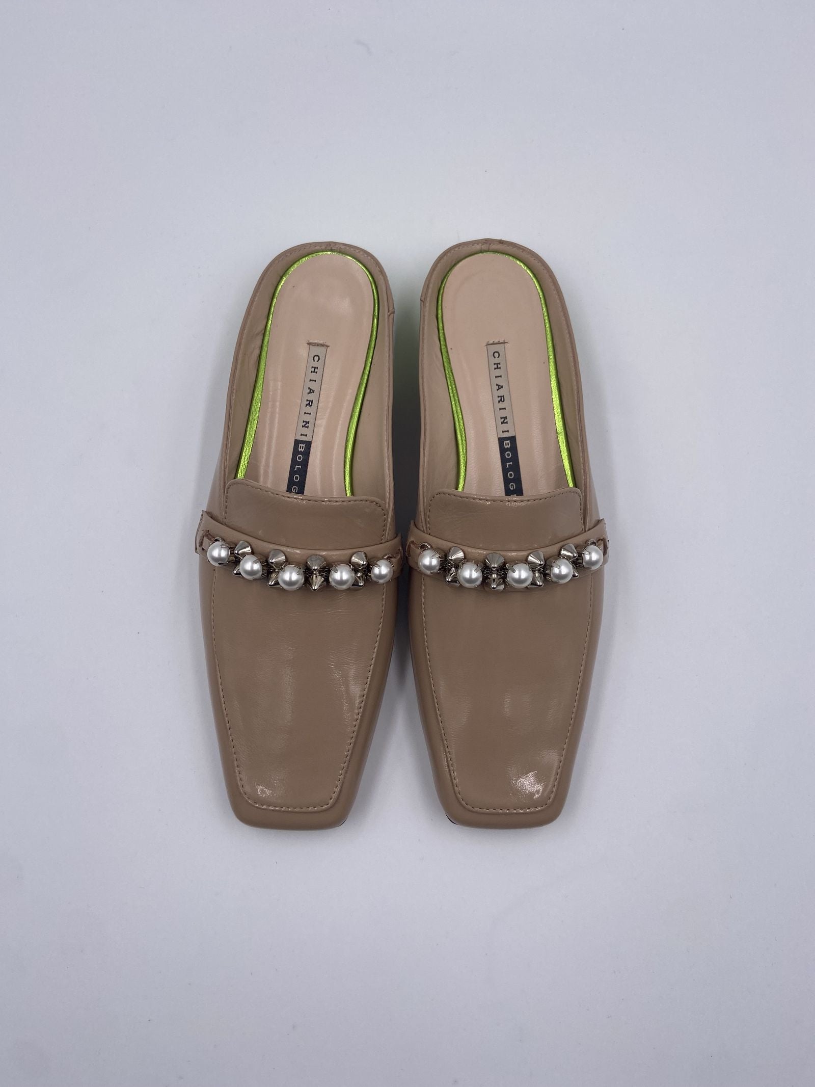 Sabot con perle e borchie 602 BEIGE CHIARINI 