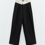 Pantalone palazzo con pieghe ESS250080 NERO ELEH 