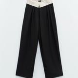 Pantalone palazzo con pieghe ESS250080 NERO ELEH 