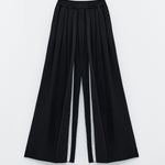 Pantalone palazzo con pieghe bicolore ESS250190 NERO ELEH 