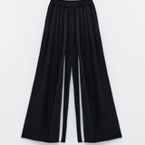 Pantalone palazzo con pieghe bicolore ESS250190 NERO ELEH 