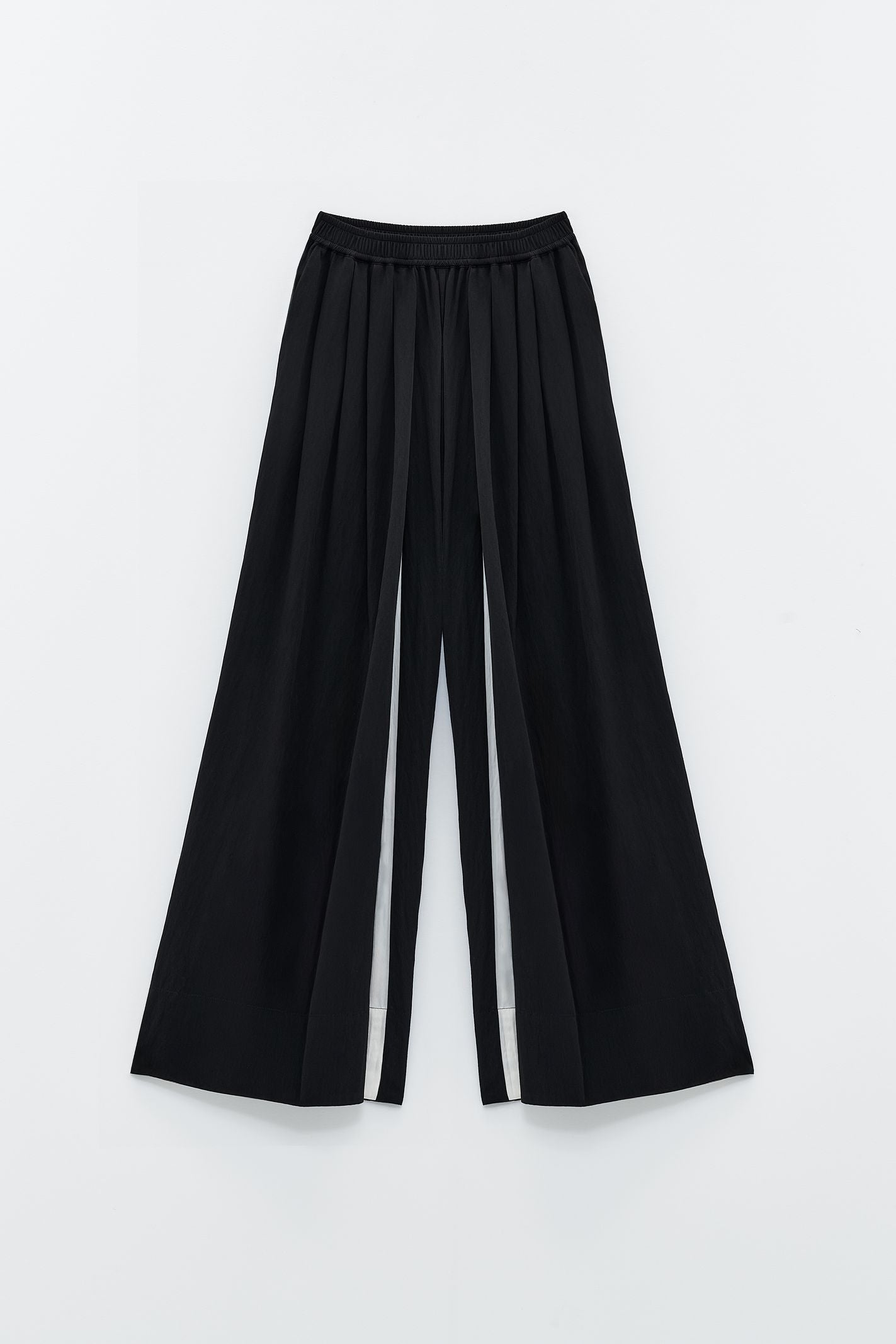 Pantalone palazzo con pieghe bicolore ESS250190 NERO ELEH 