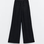 Pantalone palazzo con pieghe bicolore ESS250190 NERO ELEH 
