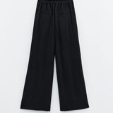 Pantalone palazzo con pieghe bicolore ESS250190 NERO ELEH 