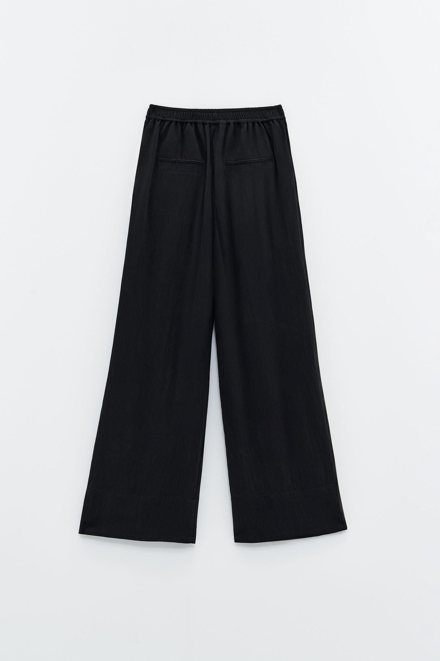 Pantalone palazzo con pieghe bicolore ESS250190 NERO ELEH 