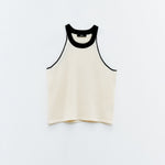 Top cropped con bordatura nera SSEM5005 CREMA ELEH 