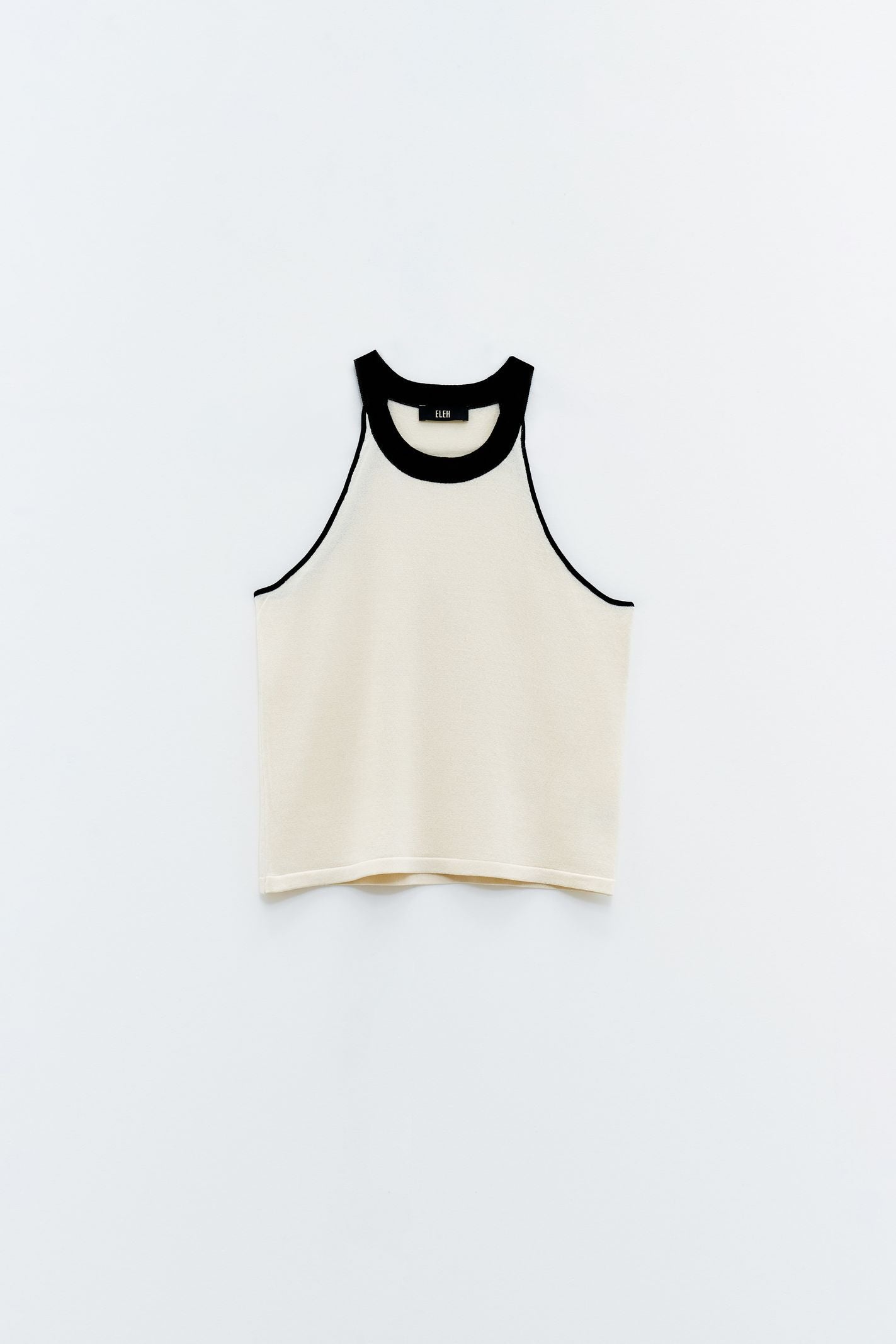 Top cropped con bordatura nera SSEM5005 CREMA ELEH 