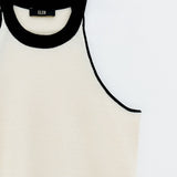 Top cropped con bordatura nera SSEM5005 CREMA ELEH 