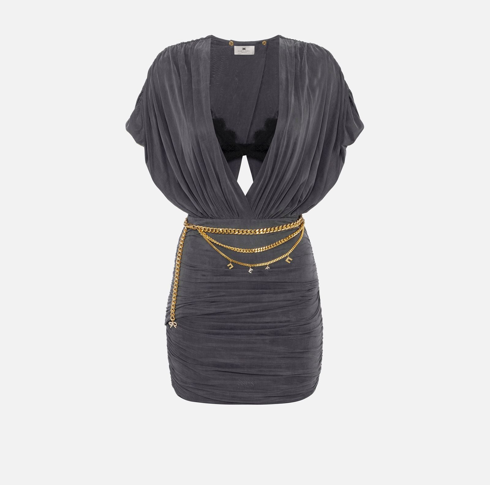 Abito in cupro con bralette - Elisabetta Franchi AB76551E2 DC3 ELISABETTA FRANCHI 