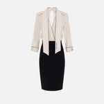 Abito in georgette con piping - Elisabetta Franchi AB77151E2 E84 ELISABETTA FRANCHI 