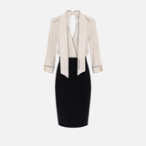 Abito in georgette con piping - Elisabetta Franchi AB77151E2 E84 ELISABETTA FRANCHI 