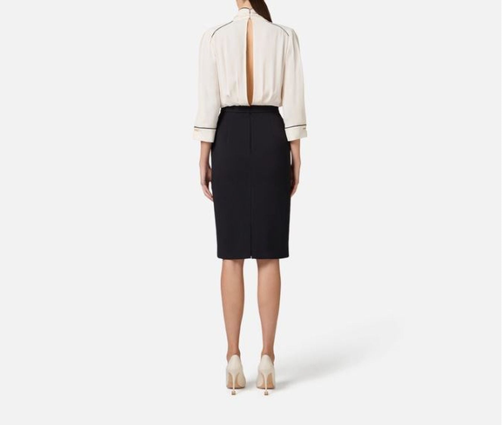Abito in georgette con piping - Elisabetta Franchi AB77151E2 E84 ELISABETTA FRANCHI 
