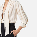 Abito in georgette con piping - Elisabetta Franchi AB77151E2 E84 ELISABETTA FRANCHI 