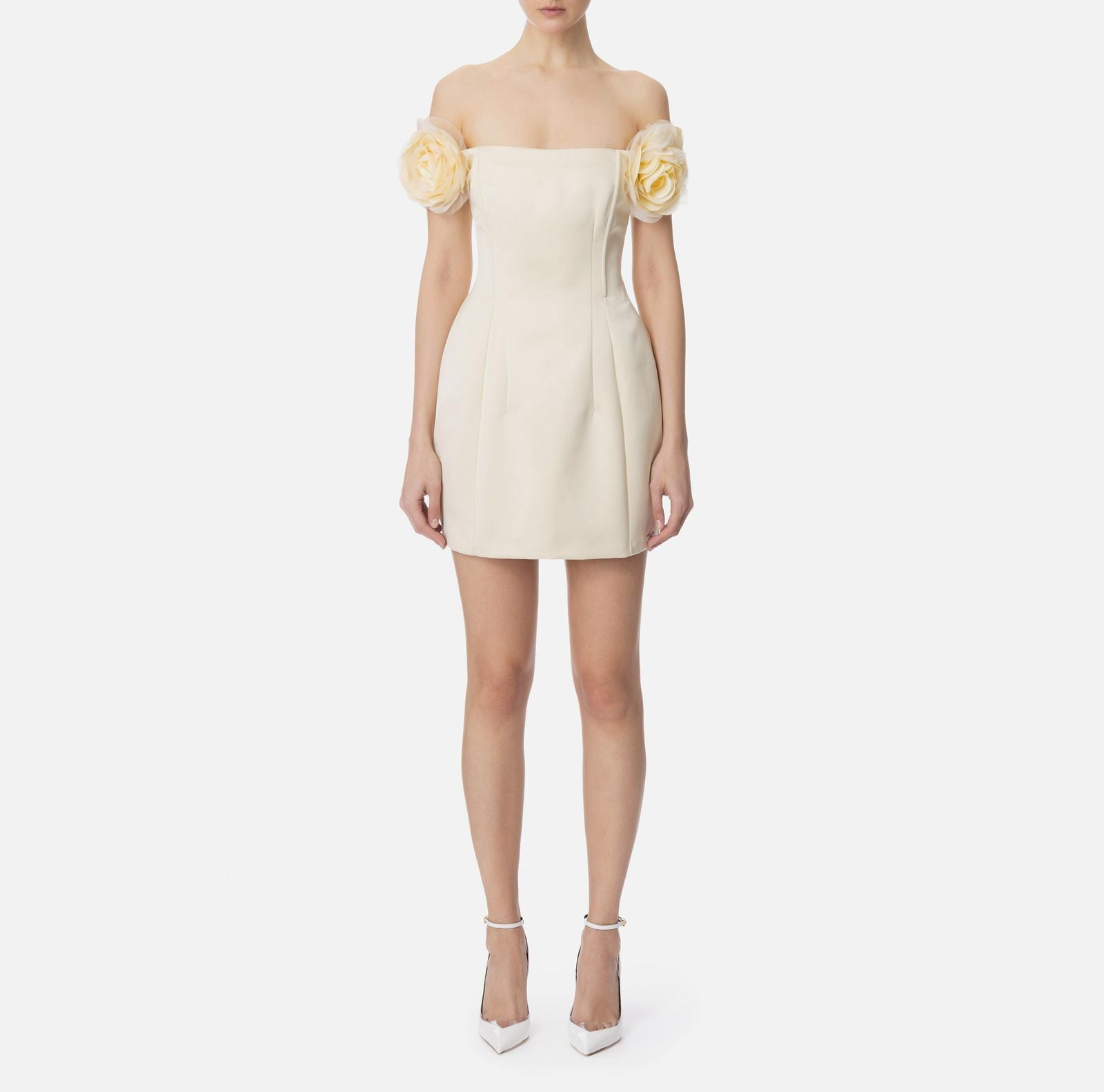 Abito in duchesse con fiori - Elisabetta Franchi ABT5152E2 DC7 ELISABETTA FRANCHI 