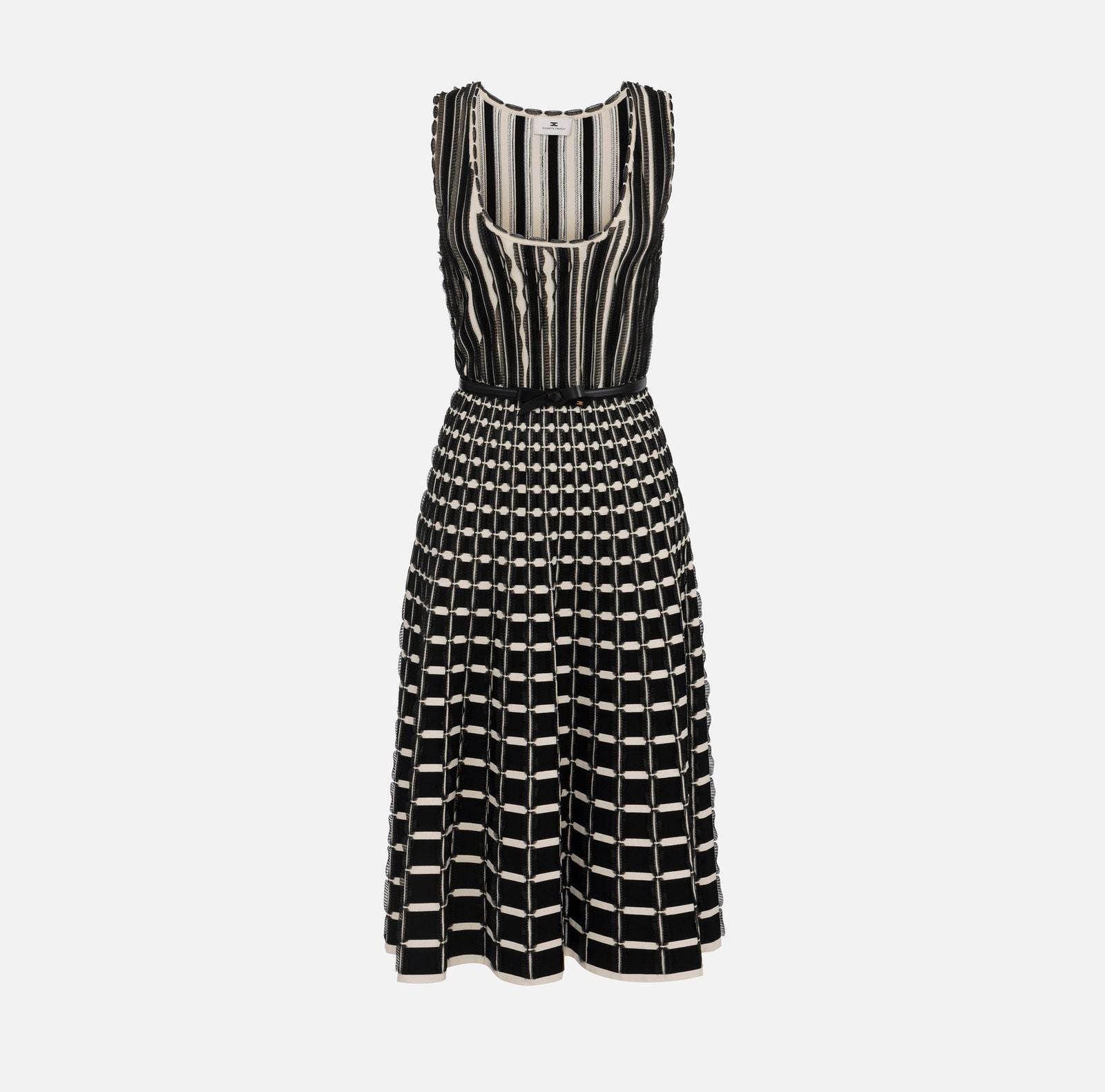 Abito midi con micro rouches - Elisabetta Franchi AM49S51E2 685 ELISABETTA FRANCHI 