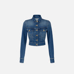 Giubbotto cropped in denim - Elisabetta Franchi BJ37I51E2 139 ELISABETTA FRANCHI 