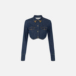 Camicia cropped in denim - Elisabetta Franchi CJ34D51E2 104 ELISABETTA FRANCHI 