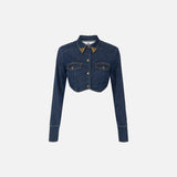 Camicia cropped in denim - Elisabetta Franchi CJ34D51E2 104 ELISABETTA FRANCHI 