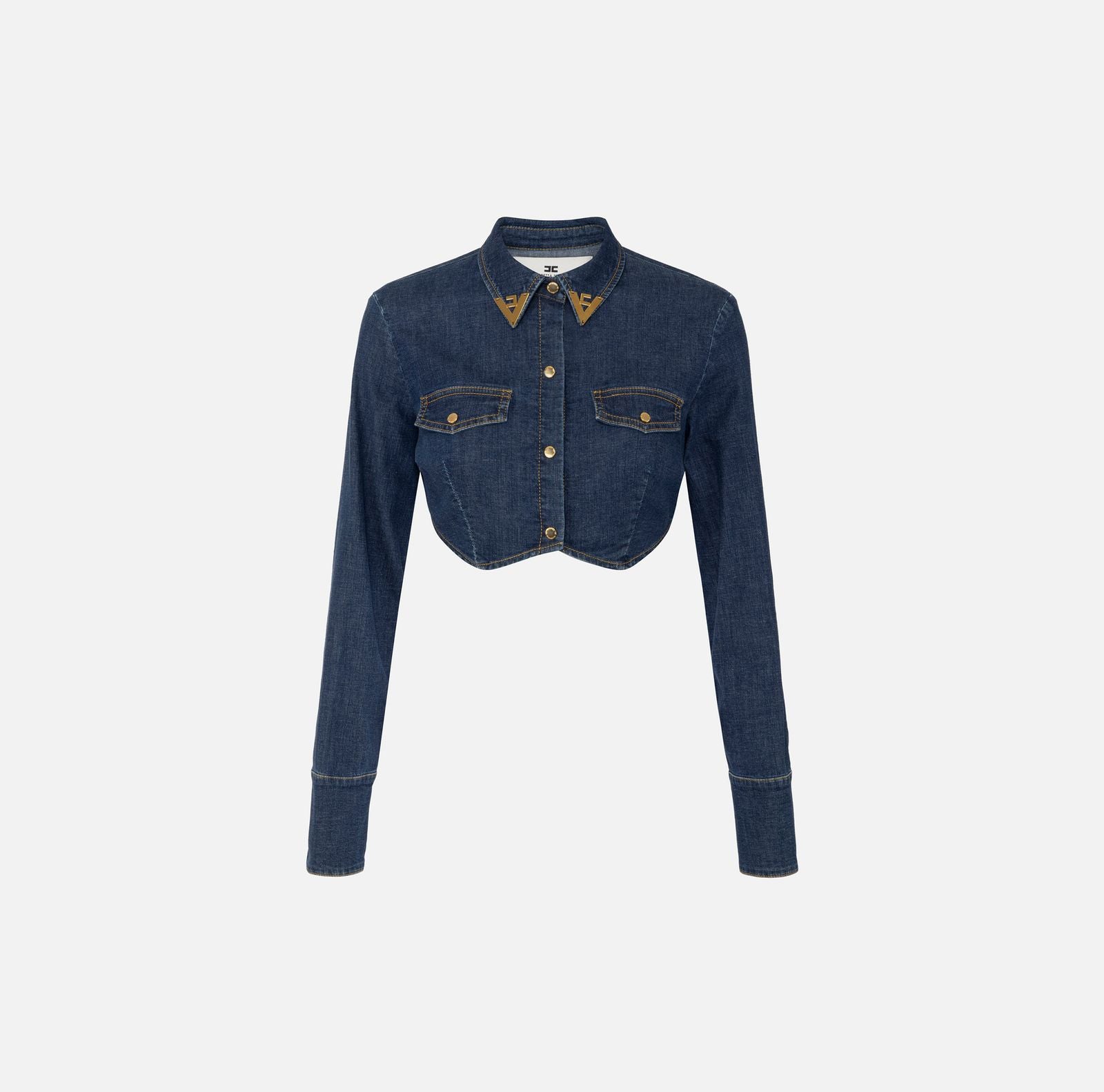 Camicia cropped in denim - Elisabetta Franchi CJ34D51E2 104 ELISABETTA FRANCHI 